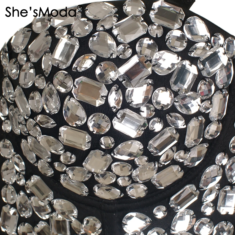Günstig She sModa Strass Bustier Perlen Push Up Korsett Hochzeit Party frauen Bh Cropped Top Weste Plus Größe