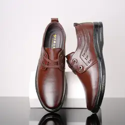 ACEBUY/кожаная обувь; мужская повседневная обувь в деловом стиле; дышащая черная обувь с кружевом; Мужская обувь без застежки; ZZXP1
