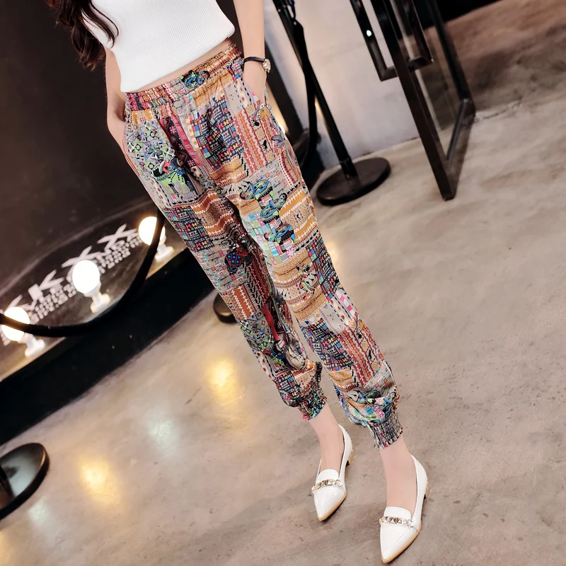 New Spring and Summer of 2019 Thin Printed Nine Pants Size MM Fat Pants Haren Loose Chiffon New Spring and Summer of 2019 Thin Printed Nine Pants Size MM Fat Pants Haren Loose Chiffon