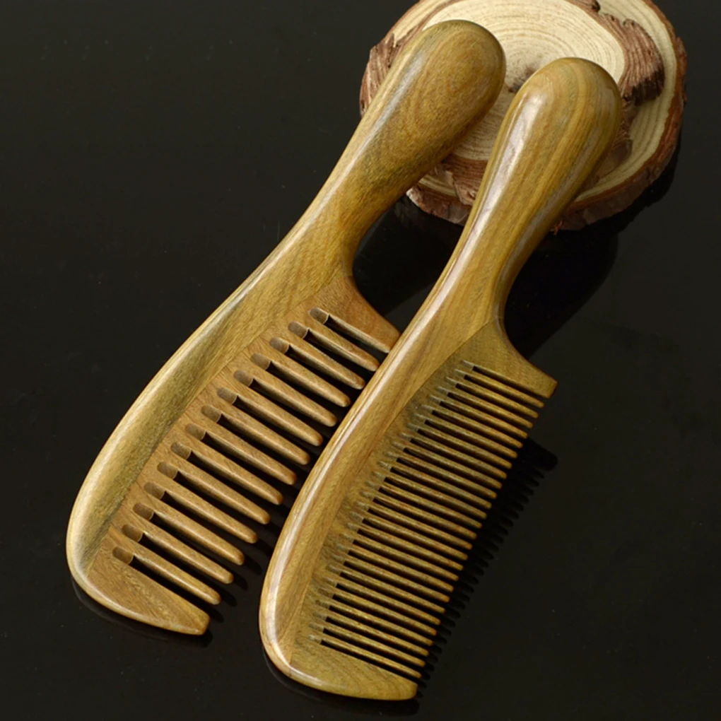 

PINPAIFine-tooth/Wide-tooth Comb Portable Home Travel Natural Sandalwood Comb Wooden Thick Handle