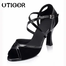 Красные, Черные Леди Сальса Обувь для танцев Атлас Костюмы для латиноамериканских танцев Костюмы для бальных танцев Обувь для танцев индивидуальные каблук 6 см 7.5 см 8.5 см 10 см женские Танцы обувь