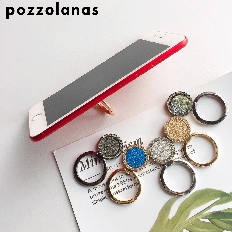 

Pozzolanas Finger Ring Mobile Phone Smartphone Stand Holder Diamond Glitter For iPhone Smart Phone IPAD MP3 Car Mount Stand News