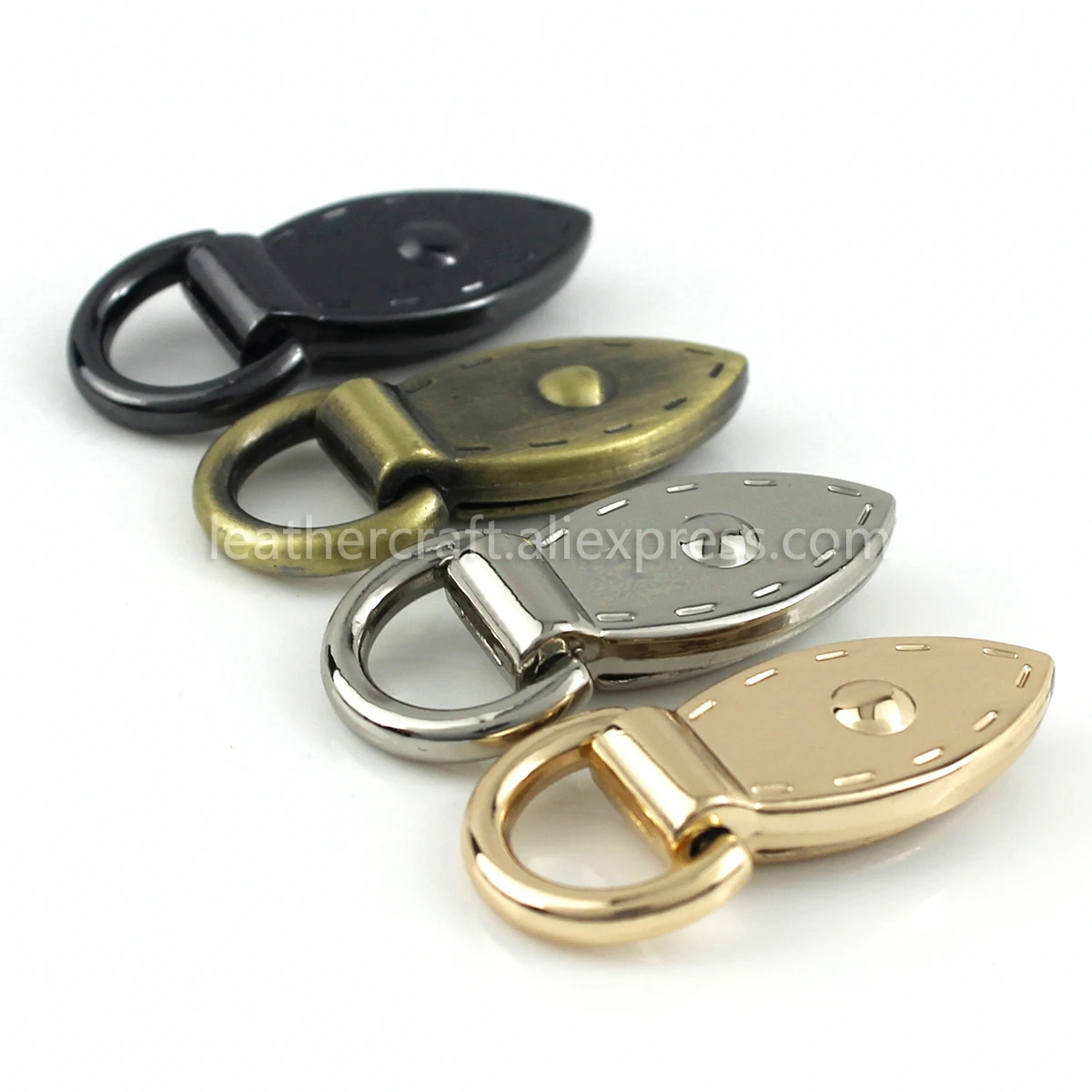 

2pcs Metal Leaf Shape Bag Anchor D-ring Bag Connector Anchor Buckles With Screws Hanger hooks Bags Belts Strap Leather Craft