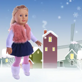 

18Inch Girls Doll Clothes Set Winter Coat Dress +Leggings 4Pcs Suit Fit 43cm Baby Born Doll Accessories For Children Best Gifts