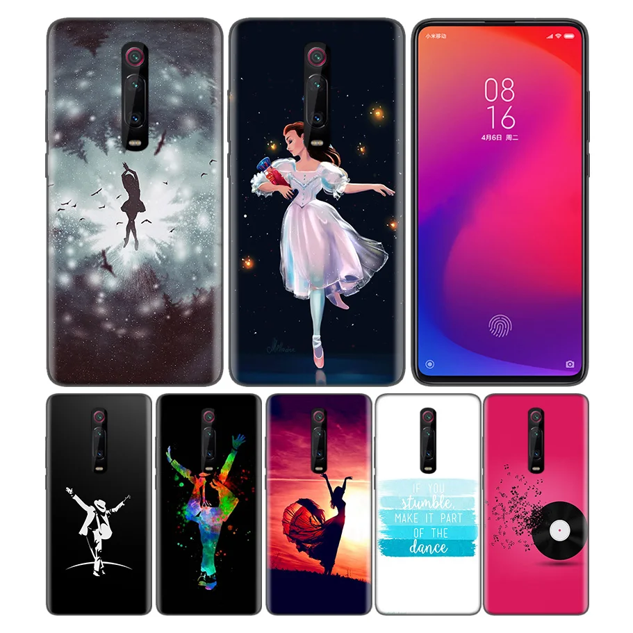 

Phone Pattern Black Rubber Soft Silicone Case Bag Cover for Redmi 7A Note 7 6 7S Y3 K20 Pro Core Shell Cases Dance Painting