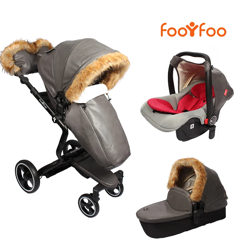 

foofoo Luxury high landscape shock strollers can sit reclining stroller baby stroller two-way dual summer with car seet
