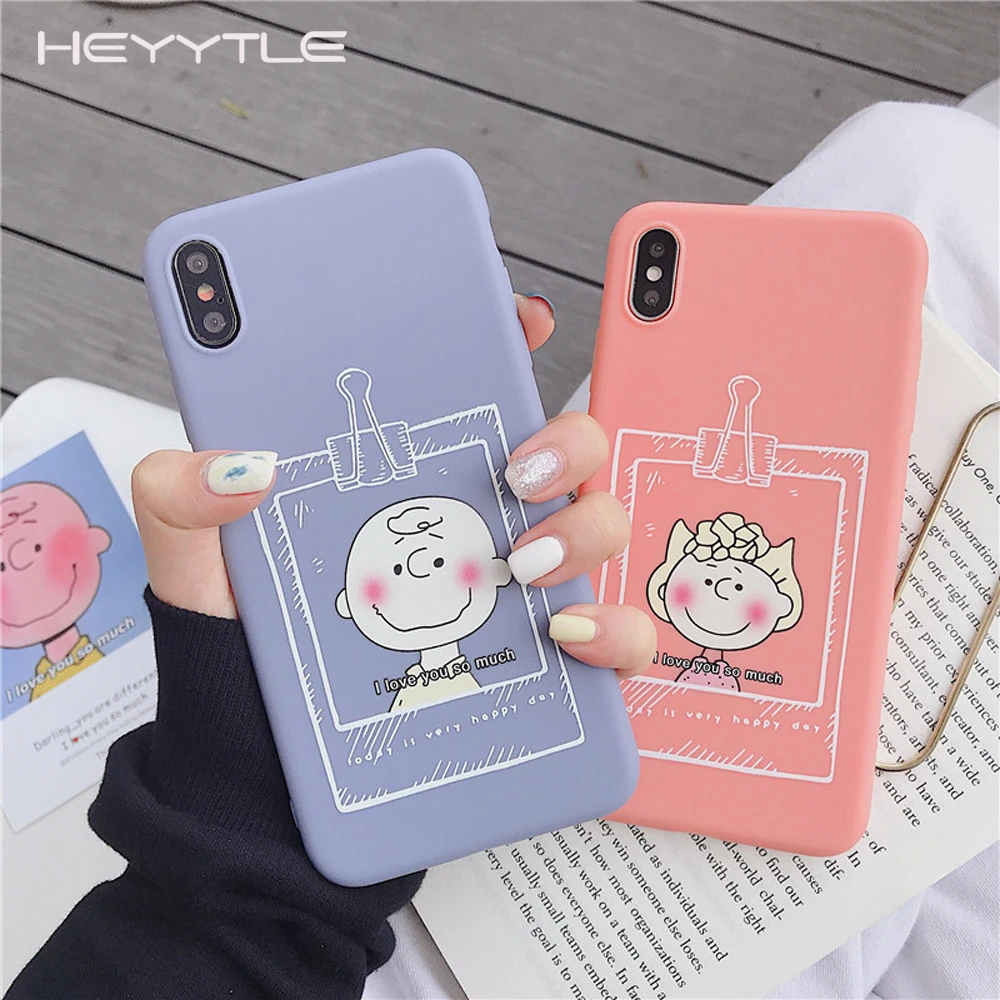 

Heyytle Cute Cartoon Girl Phone Case For iPhone 7 8 Plus 6 6s Matte Cases Ultra Thin Soft TPU Cover For iPhone X XS MAX XR Coque