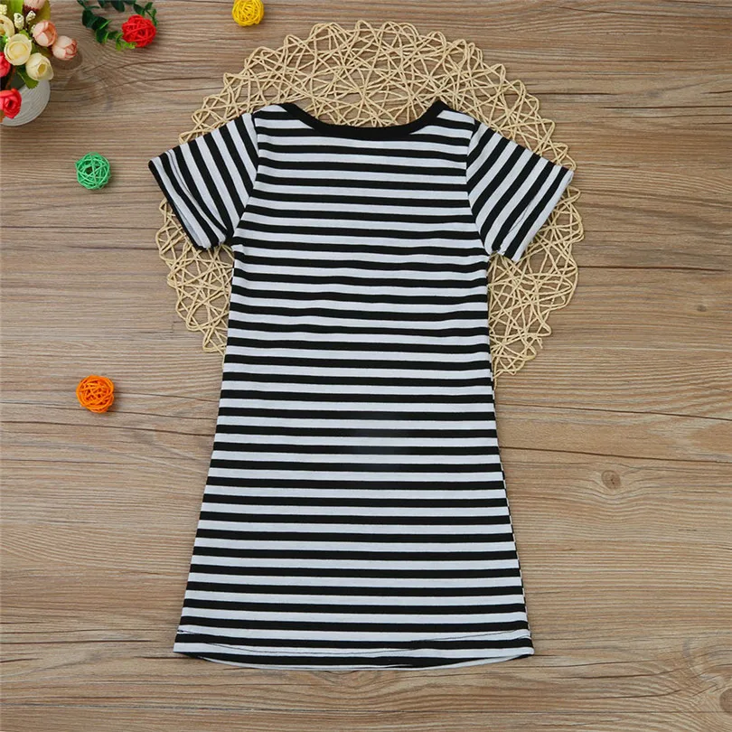 2019 new cute Toddler Baby Kid Girl Casual Short Sleeve Party Striped Princess Dresses Clothes fashion design (6)
