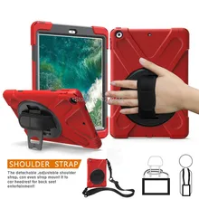 Case for Apple New iPad 9.7 2017 2018 6th generation Tablet A1822 A1893 Kids Safe Shockproof Armor cover Hand Strap & Neck Strap