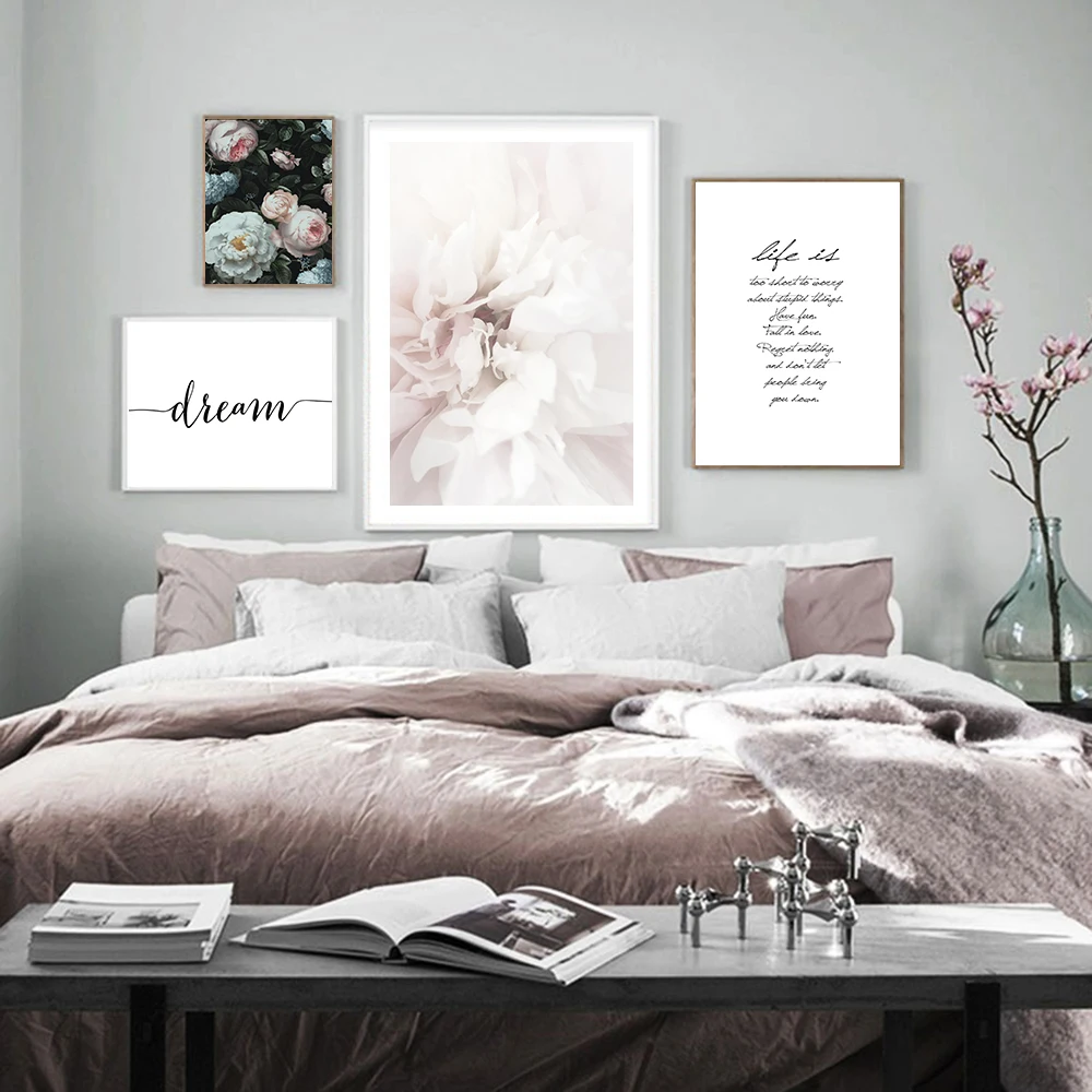 

Scandinavian Elegant Flower Rose Poster Nordic Nature Wall Art Canvas Print Painting Botanical Picture Modern Home Decoration