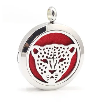

10pcs/lot 30mm Stainless Steel Leopard Aromatherapy Aroma Essential Oil Diffuser Pendant Locket Necklace Pendant
