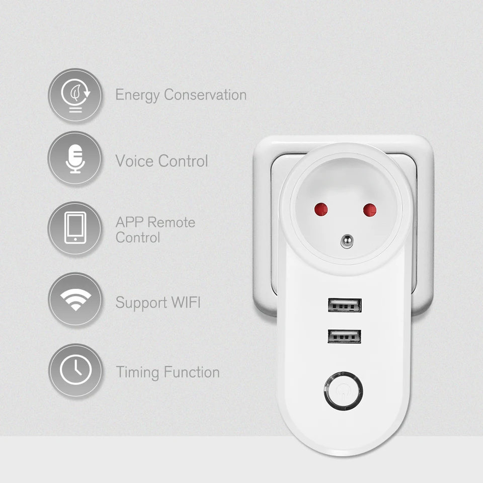 Control de Voz Compatible con Alexa y para Google Home IFTTT Docooler eWeLink Mini Smart WiFi Socket Control Remoto de Enchufe Cualquier Lugar Funci/ón de temporizaci/ón