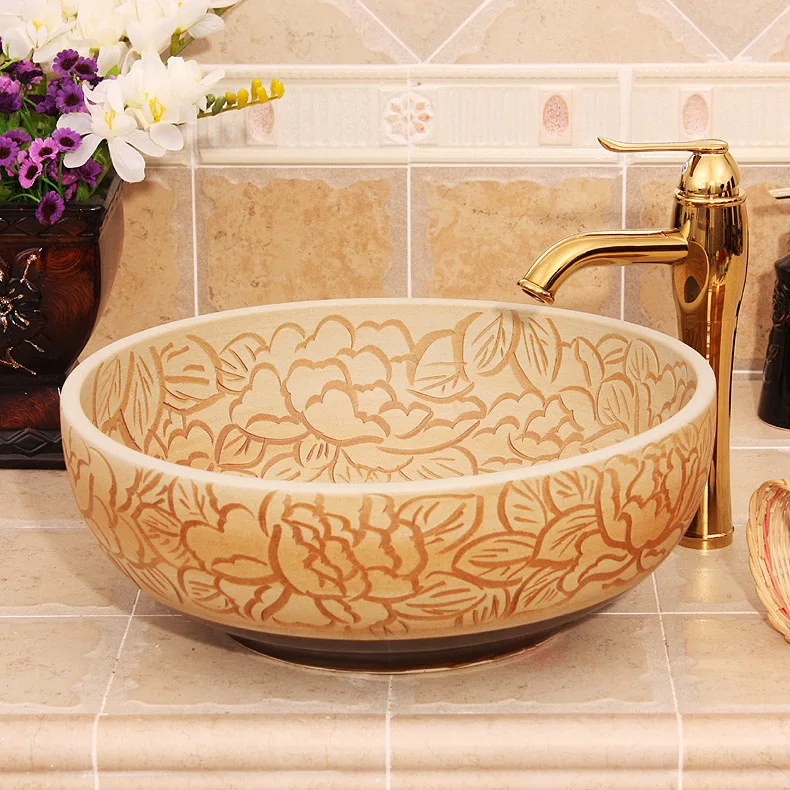 Bathroom vanities chinese Art Counter Top ceramic sink wash basin bathroom sinks (1)