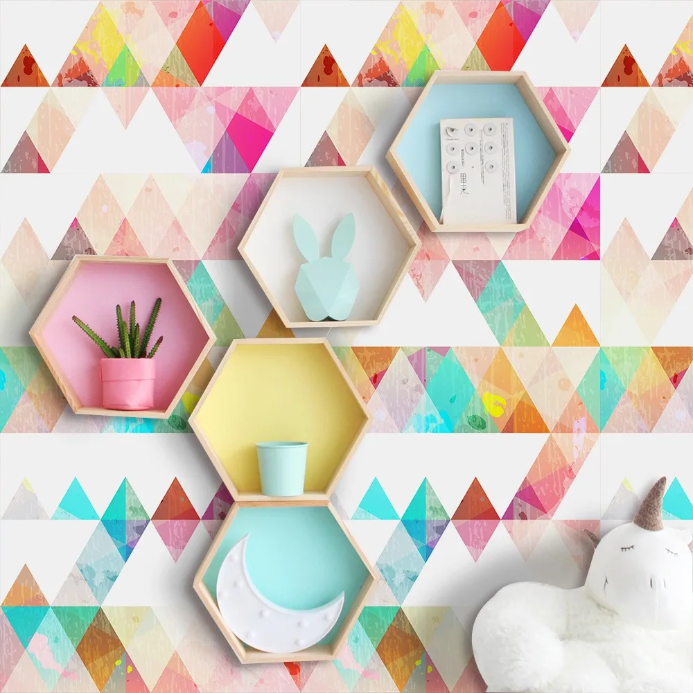 Красочные скандинавские геометрические треугольные узоры ПВХ самоклеющиеся обои контактная бумага для детской комнаты мебель ремонт наклейки