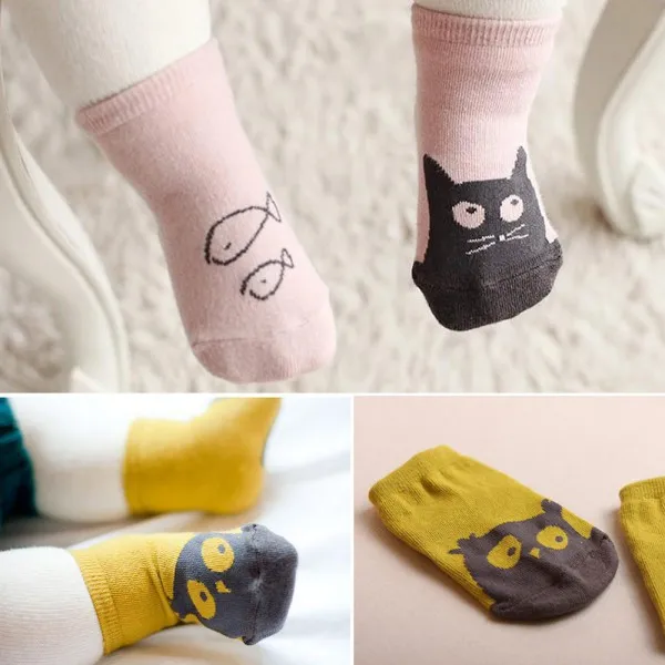 New Cute Toddler Baby Soft Socks Cartoon Owl Pattern Socks Infants Cotton Socks SK32 5 pairs new kawai women socks summer cute japanese fashion cartoon bear funny socks soft cotton short non slip invisible socks