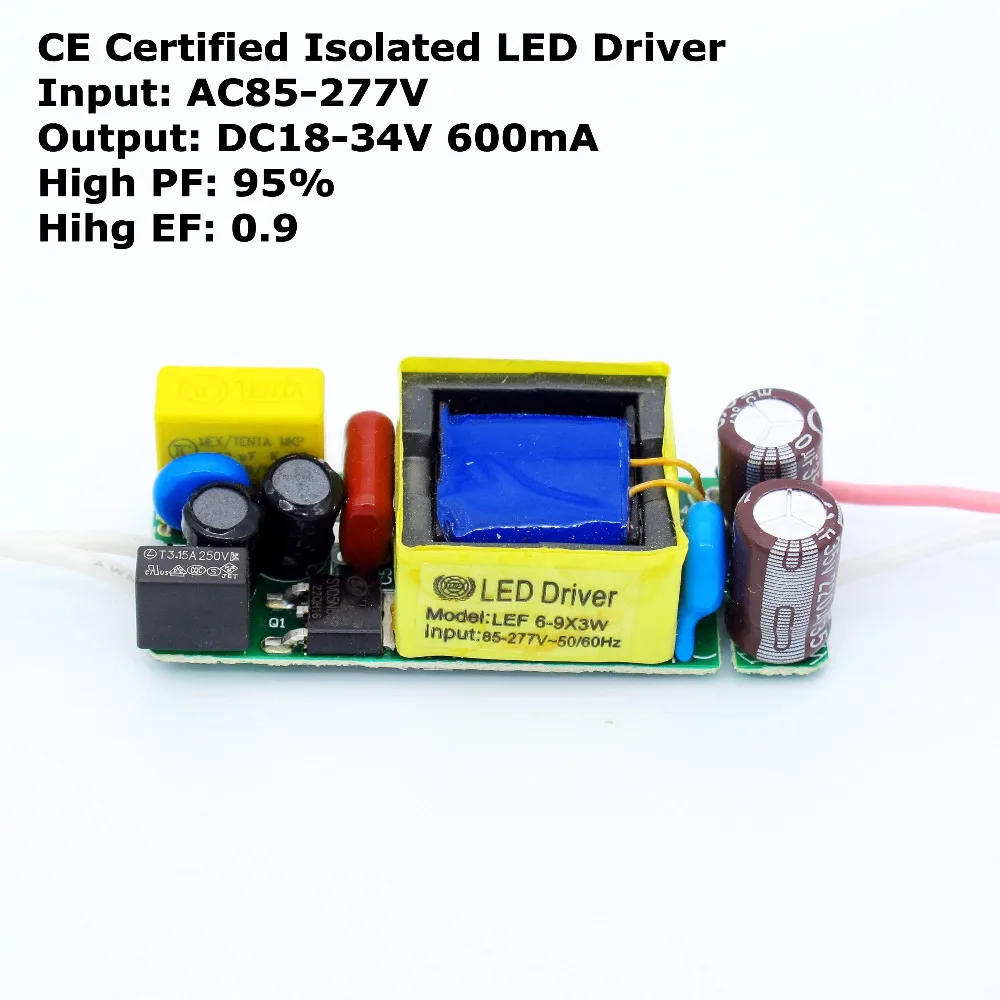 

2 шт. Сертифицированный CE изолированный DC 18 в-34 В 600мА 20 Вт Светодиодный драйвер для светодиодных бусин чип источник питания AC 110 В 220 В 277 В