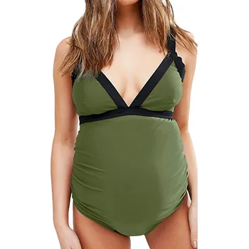 

Maternity Swimwear Women Pregnancy Plus Size 4XL Solid Swimsuit Clothes tankini Bikini Halter Strappy купальки большие размеры L