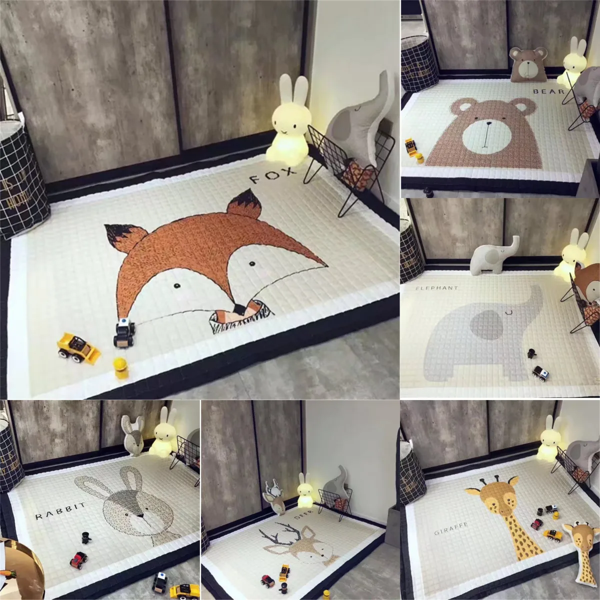 

195x145CM Baby Kids Play Mat Floor Rug Crawling Blanket Large Soft Rectangle Cotton Carpet Modern Style Floor Mats