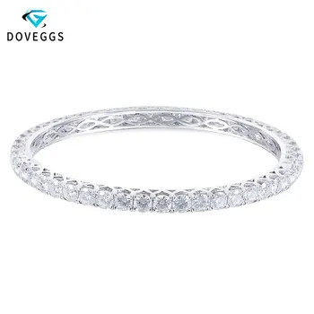 

DovEggs Solid 10K White Gold 4MM GH Color Hearts Arrows Cut Moissanite Bangle for Women Elegant Ladies Bracelet Wedding Gift