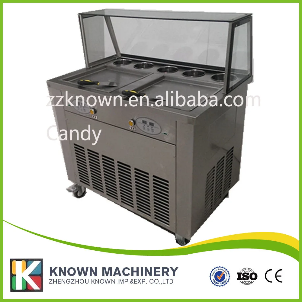 Commercial Hot sale stir fried ice cream machine with double big flat pan 1150USD including shipping