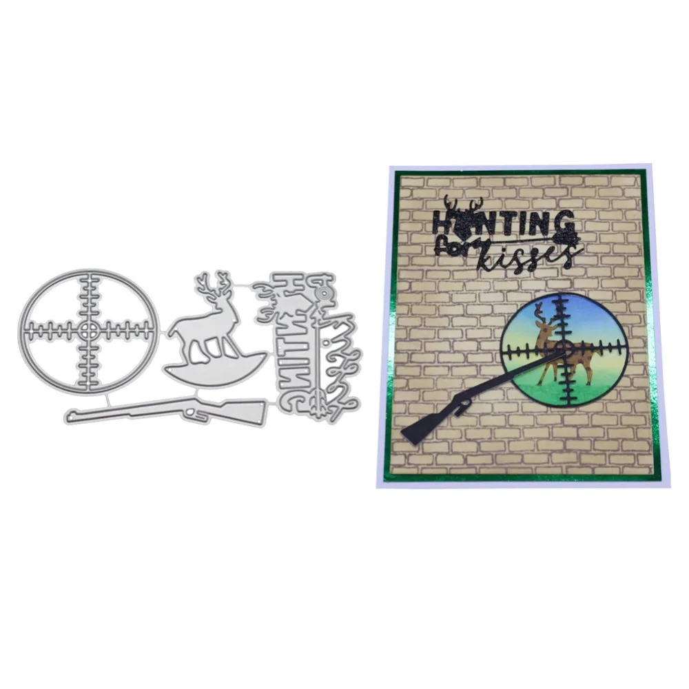 

Metal Cutting Dies Aim Hunt Deer Stencil For DIY Scrapbooking Card Making Embossing Craft Animals Cut Die Mold 2019