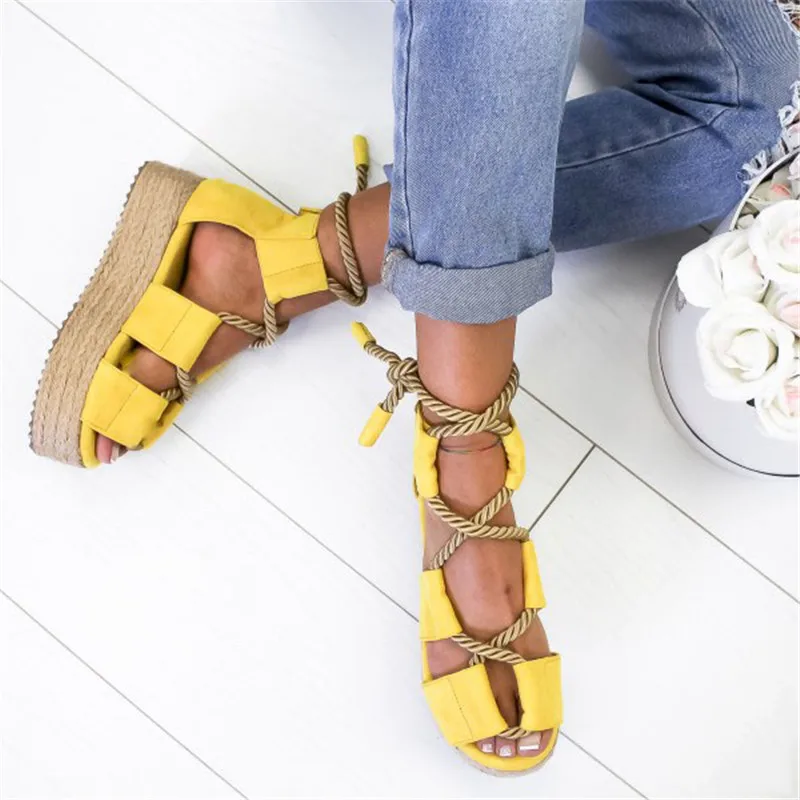

LOOZYKIT 2019 Summer Women Flat Sandals Cross Rope Beach Shoe Wedge Shoe High Heel Flip Flop Chaussures Feminina Platform Sandal