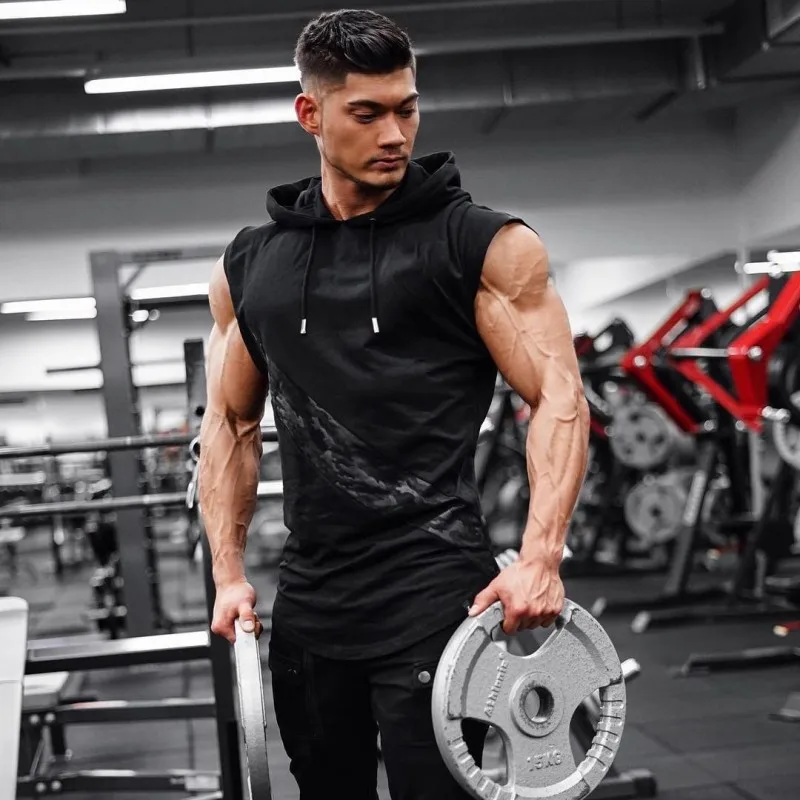 

Men Fitness Crossfit Top Running Vest Workout Hoodie Bodybuilding Stringer Tank Tops Men Undershirt Gym Sports Shirt