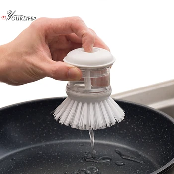 

OYOURLIFE 1pcs Kitchen Automatic Add To Liquid Cleaning Brush Pan Dish Bowl Tableware Washing Brush Household Cleaning Tools