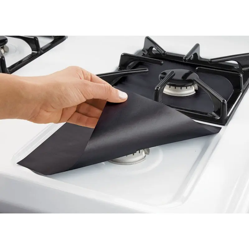 

4pcs/lot Kitchen Gas Stove Cooker Protectors Reusable Non Stick Stove Clean Liner Cover mats