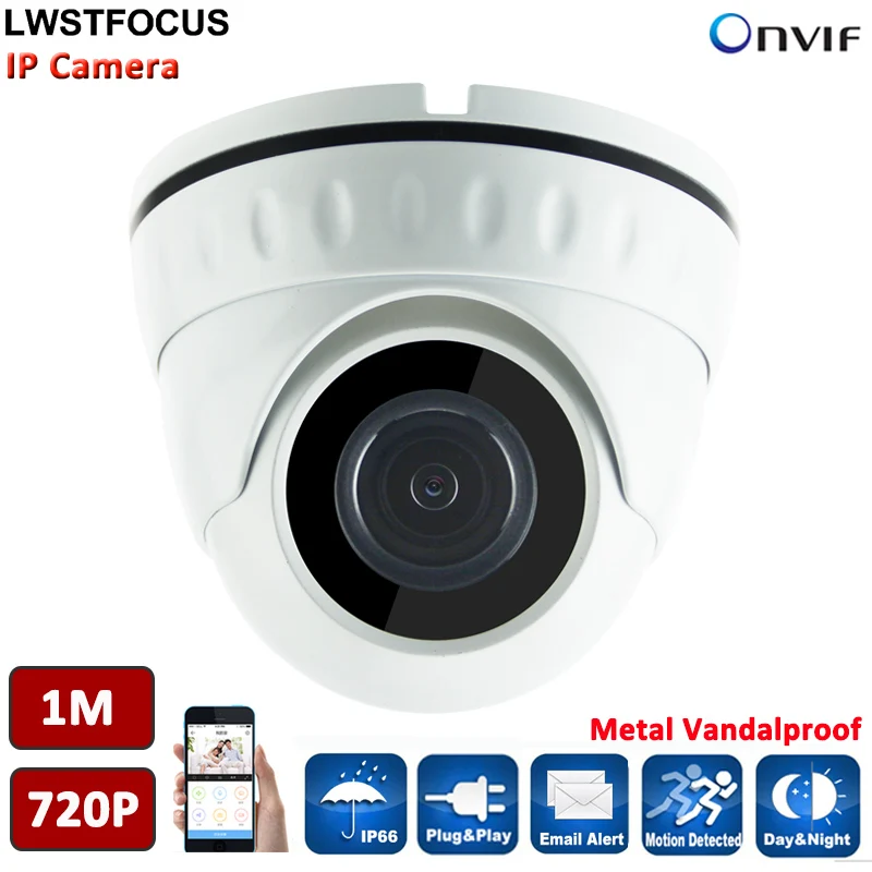 720P IP Camera Without POE Function 1.0MP Cam IP P2P ONVIF2.4 Room Dome Indoor Metal Vandalproof IR Night Vision CCTV cameras