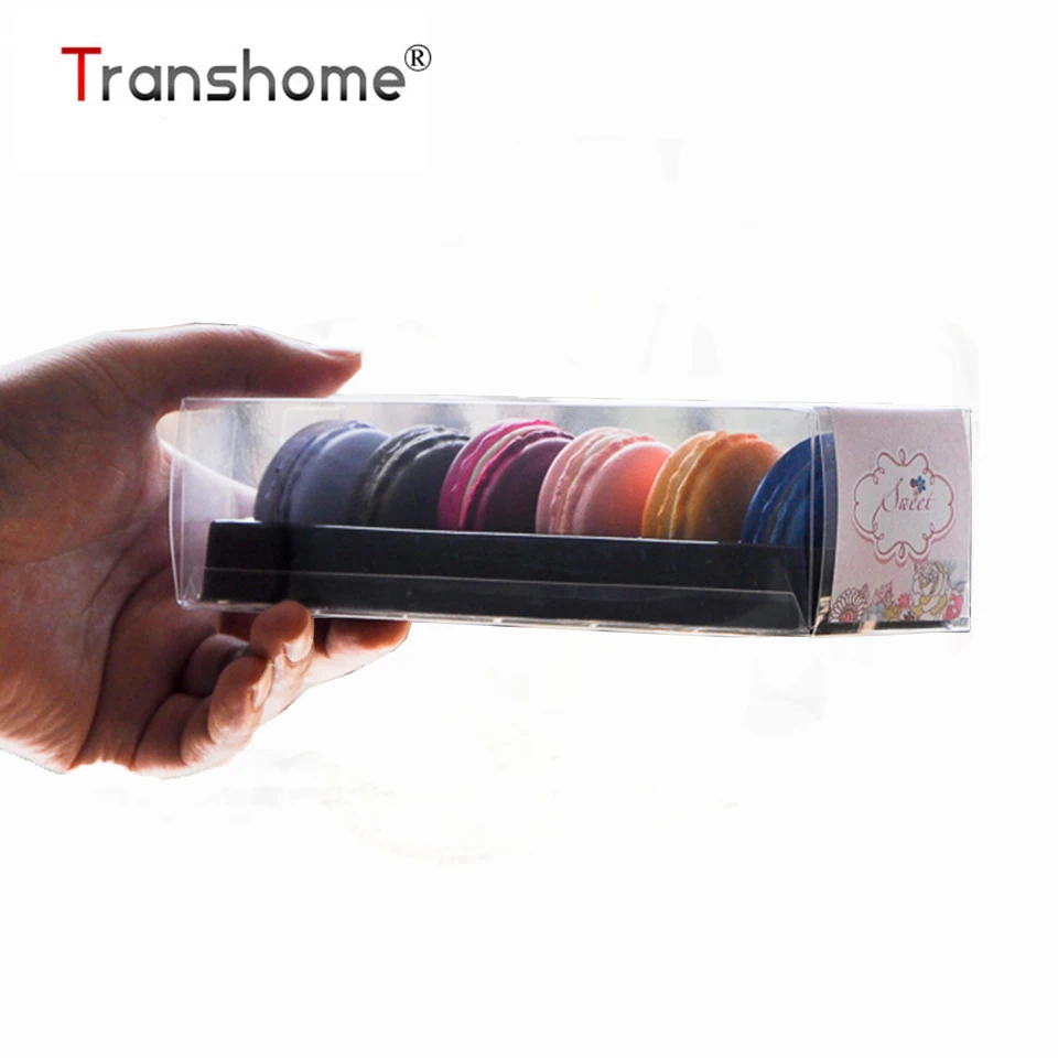 Transhome кекс стенд 6 отверстий коробка для макарун ПЭТ пластиковая упаковочная
