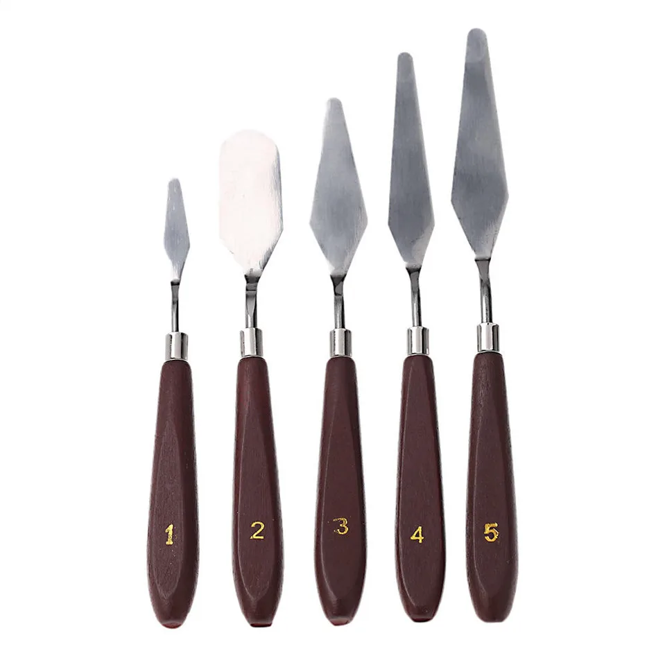  Binayo 5Pcs Oil Knives Artist Crafts Stainless Steel Spatula Palette Knife Set For Artist Oil Paint