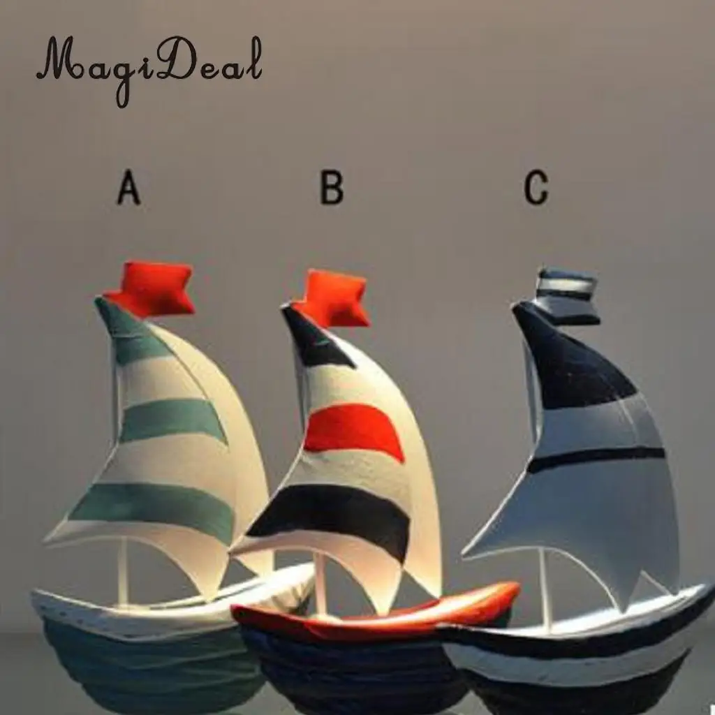 MagiDeal 5'' Nautical Wooden Handcrafted Ship Model Sailing Boat Tabletop Ornament for Kids Children Toy Great Gift 3Kinds