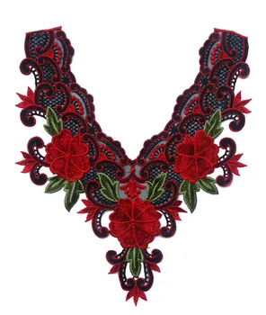 

3D Collar Embroidered Lace Applique Fabric Wedding Dress Accessories DIY Sew Cloth Lace Decorative Patch RS382