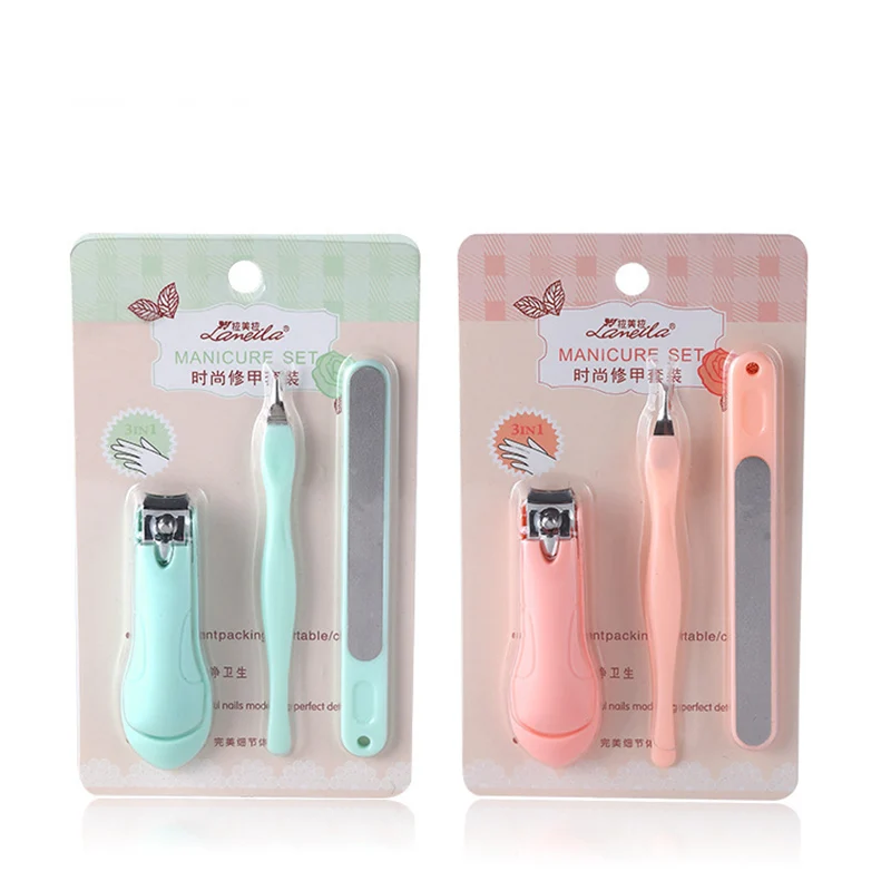 

3PC/1Set Professional Stainless Steel Nail Clipper Kit Green Orange Utility Pedicure Scissors Tweezer Knife Ear Pick Nails Tool