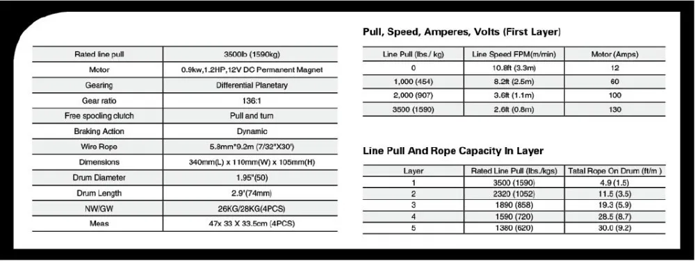 3500LB лебедка, Электрическая Лебедка 12 V, 4X4/UTV ATV лебедки