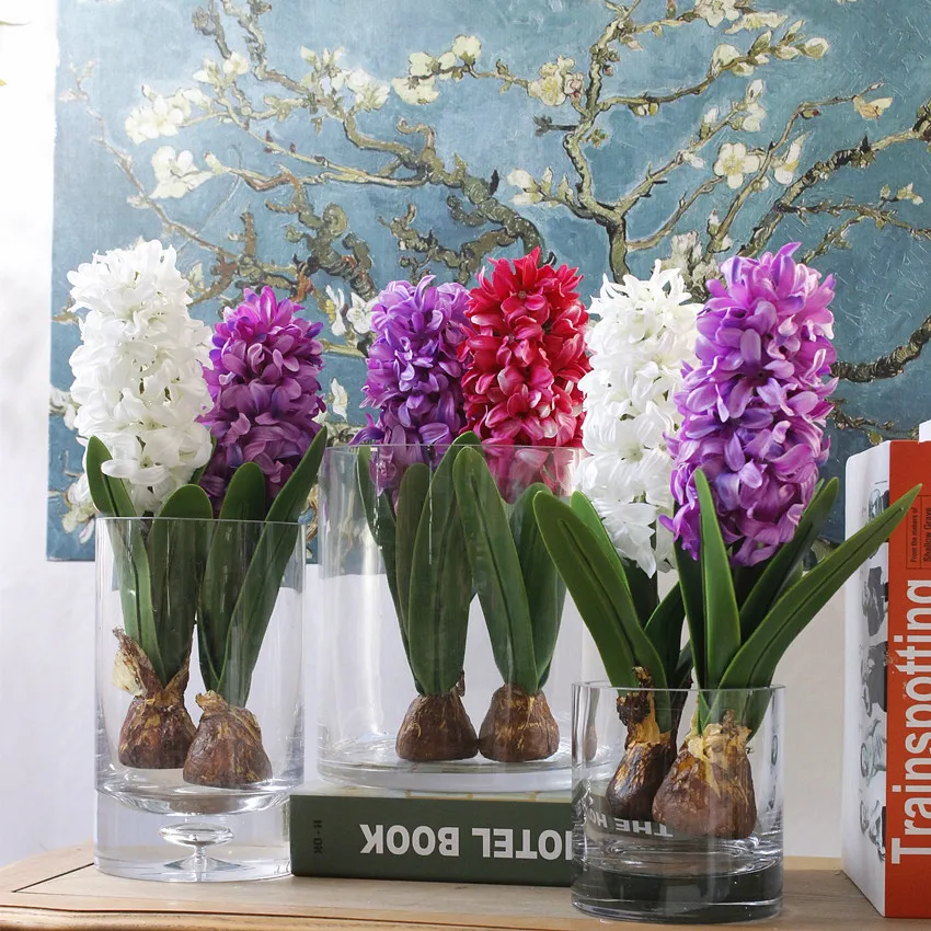 Artificial Flower Hyacinth With Bulbs Silk Flower for Wedding Garden Home Table Decoration DIY Bonsai Fake Flower