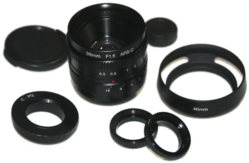 Mirroless Камера для APS-C 35 мм f/1,6 33 мм f1.6 для Pentax Q samsung NX+ C-PQ адаптер+ светозащитная бленда объектива+ кольцевой макро светильник* 2+ задняя крышка для объектива P/Q
