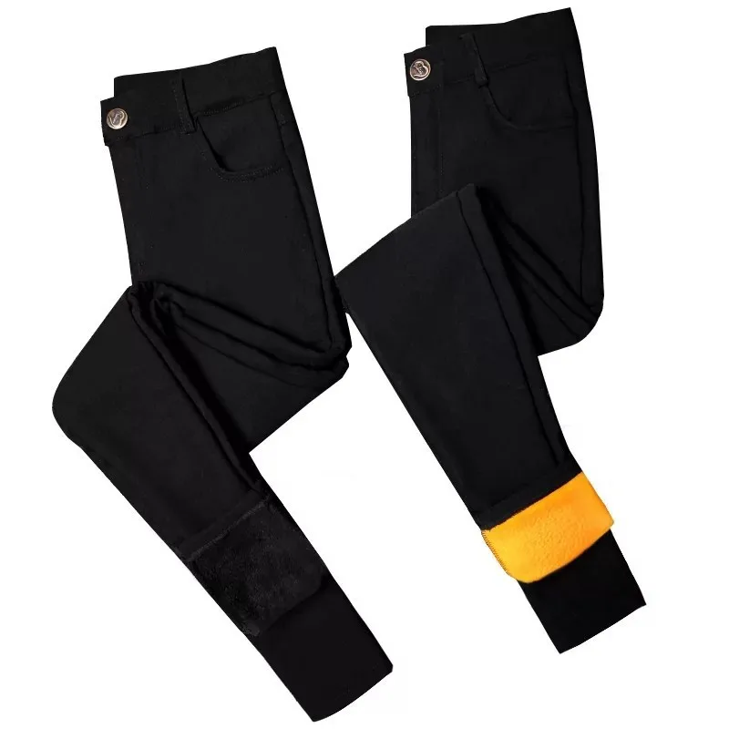 

2019 Winter Pencil Pants For Women Warm Thickening Fleeces Black Solid Trousers Plus Size Fall Skinny Slim Leggings P9111