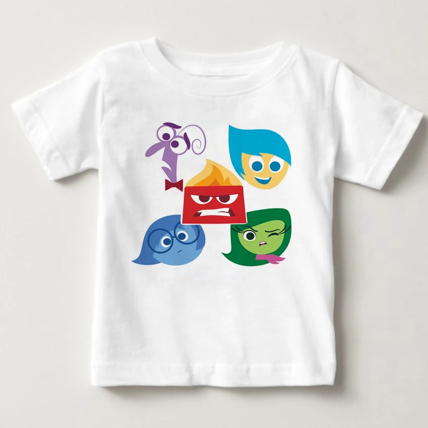 

Hot sale Inside Out t-shirts children 2018 Summer Boy girl Clothing Tops Cartoon characters happy sadness fear hate anger MJ
