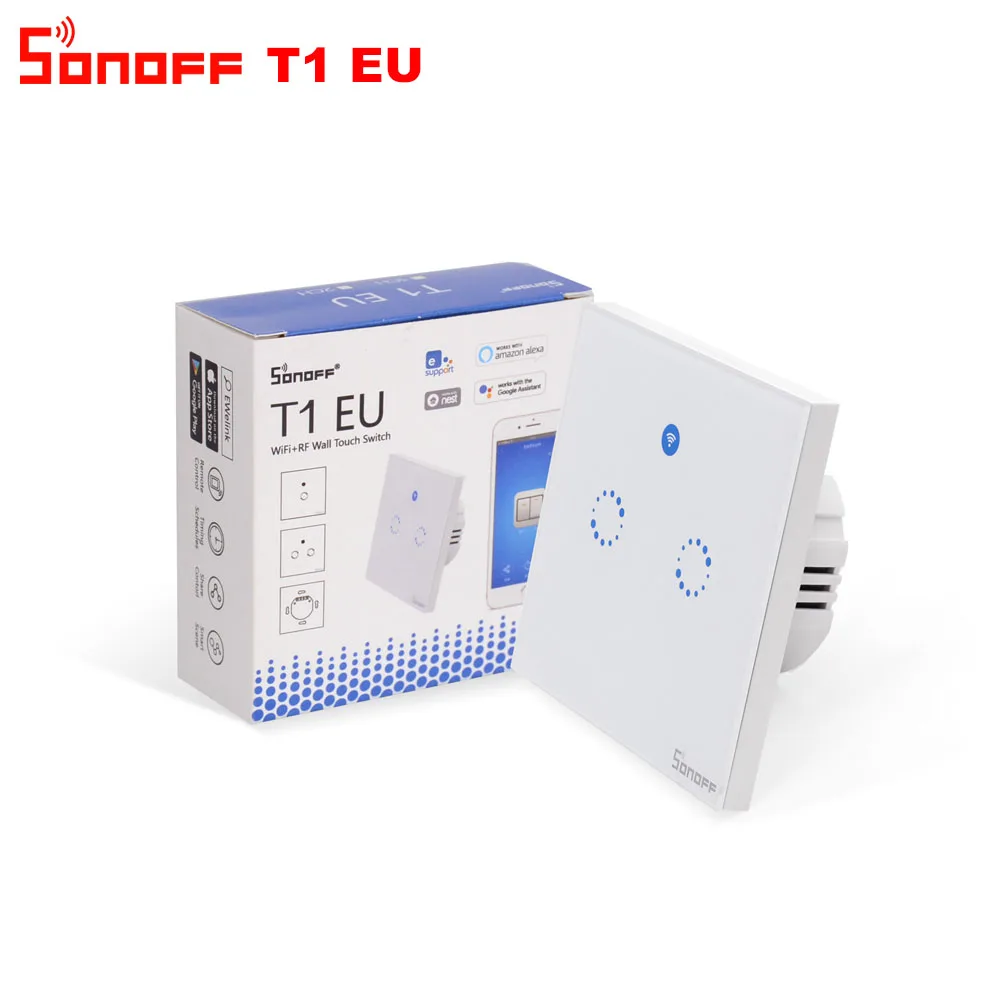 Itead Sonoff T1 EU 2 банда 1 способ Wifi настенный переключатель беспроводной дистанционный светильник реле приложение сенсорное управление Wifi умный переключатель работа с Alexa