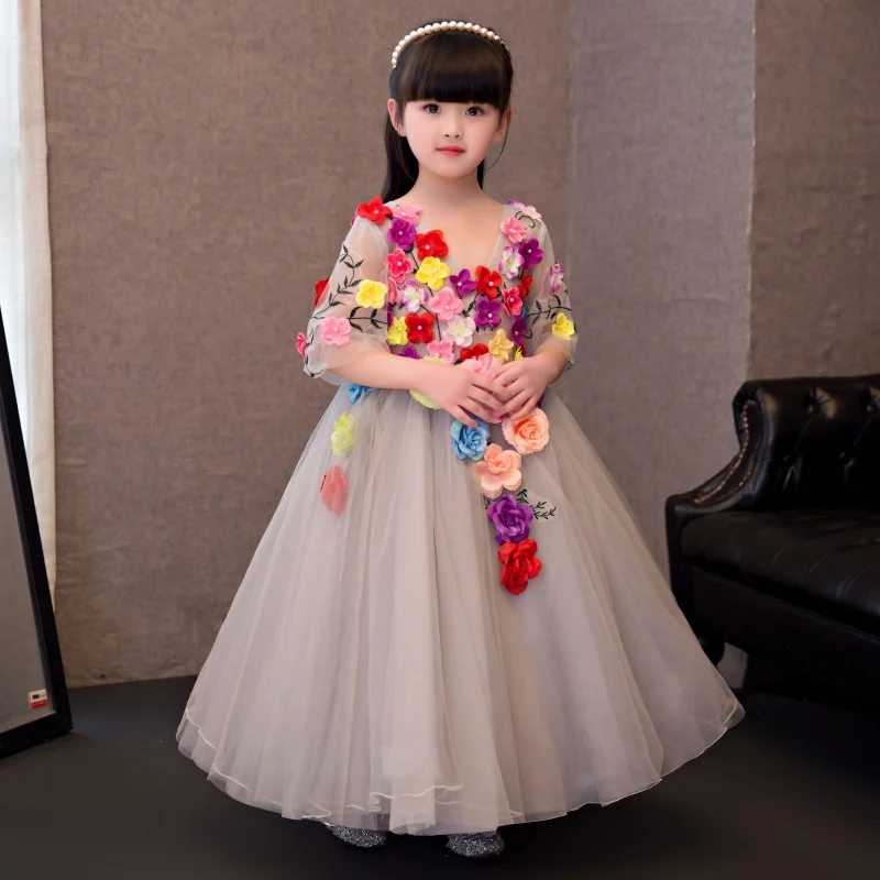 

Gorgeous 2019 Flower Girl Dresses Girls Pageant Gowns Sexy Blue Ball Gown for Girls Communion Graduation Dresses Kids Prom Cheap