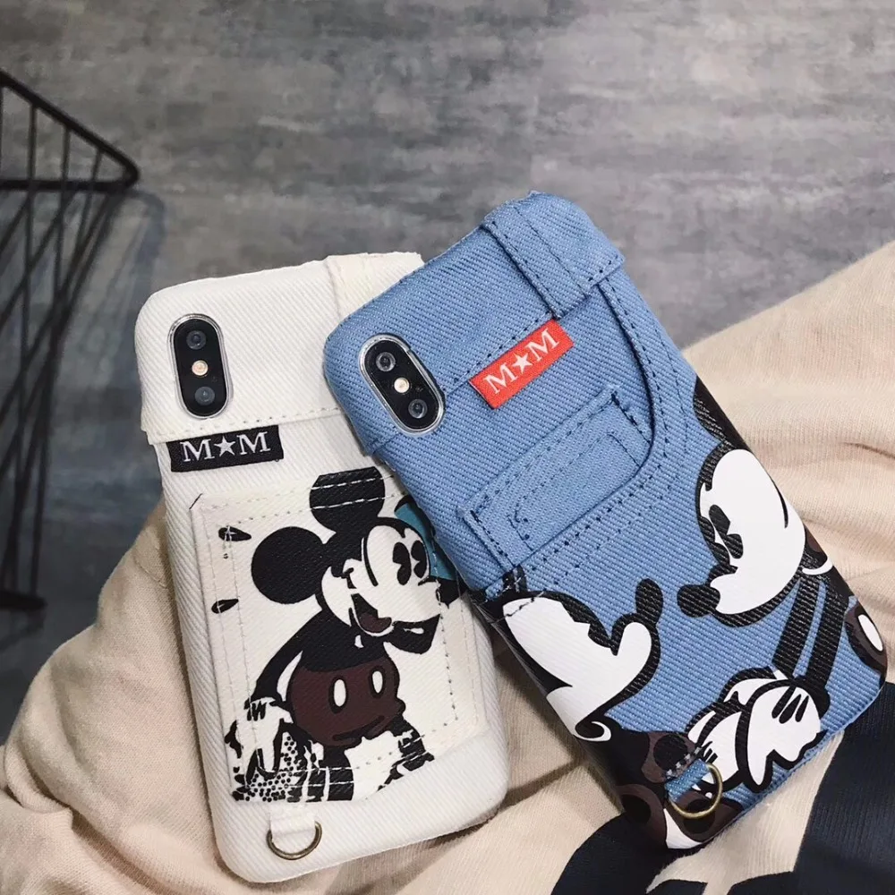 

maosenguoji pocket cartoon denim lovely Mickey funny Mobile Phone Case for iphone 8 X 7 Plus 6s 6 Plus XR XS MAX fashion Couple