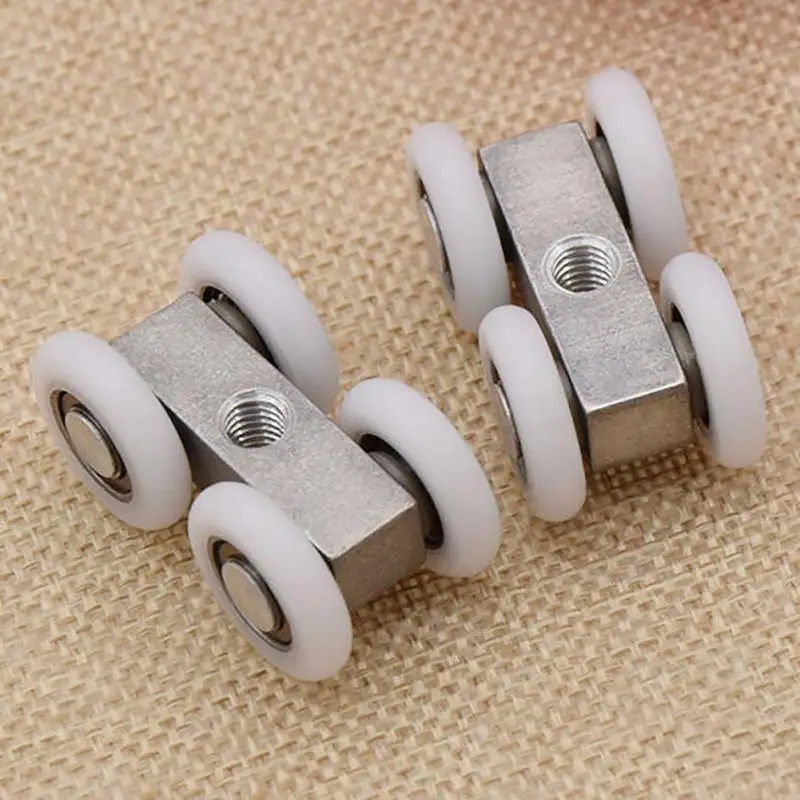 

2Pcs/set Zinc Alloy Sliding Door Roller 4 Wheels Home Room Wardrobe Wood Door Hanging Wheels For Furniture Hardware Wheel #03
