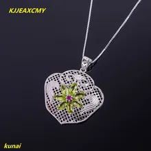 KJJEAXCMY boutique jewels 925 silver inlaid with a natural olivine pendant for a necklace. Free shipping