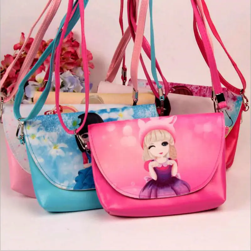 

Fashion Cartoon Girls Mini PU leather Handbags Children pretty girl Shoulder Bags Female Princess Purse Crossbody Handbags Color