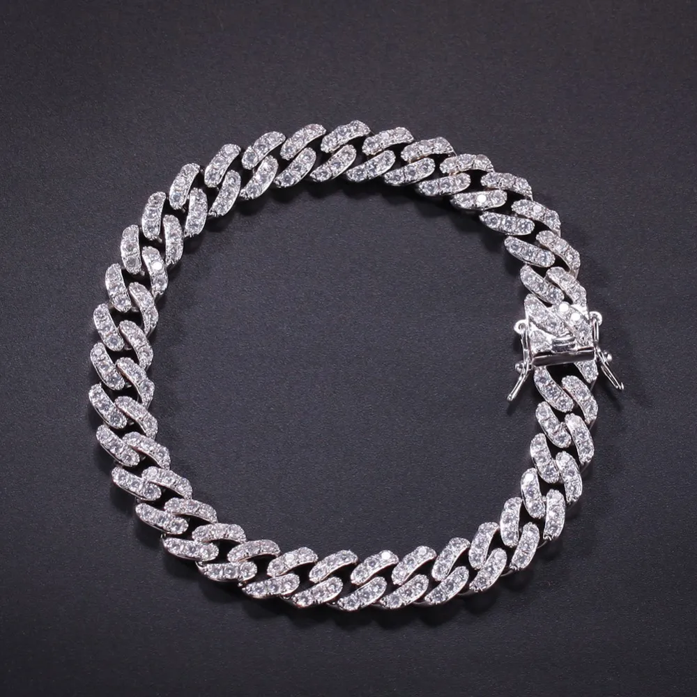 UWIN 9mm Iced Out Cuban Link Bracelet Zircon Hip Hop Fashion Punk Chain Bling Bling Charms Jewelry