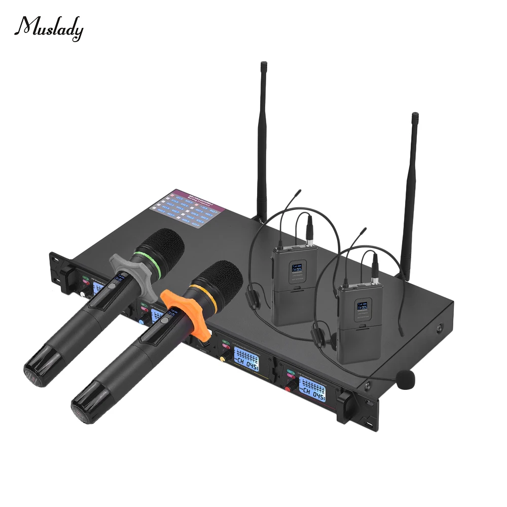 Профессиональная 4 канальная Беспроводная микрофонная система Muslady D4 с 2