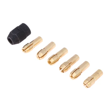 

7Pcs/Set Brass Drill Chucks Collet Bits 1.0/1.6/2.0/2.4/3.0/3.2mm Shank Screw Nut Replacement for Dremel Rotary Tool Accessories
