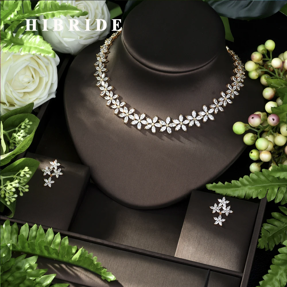 HIBRIDE эксклюзивная Длинная цепочка с фианитом свадебные наборы ювелирных изделий